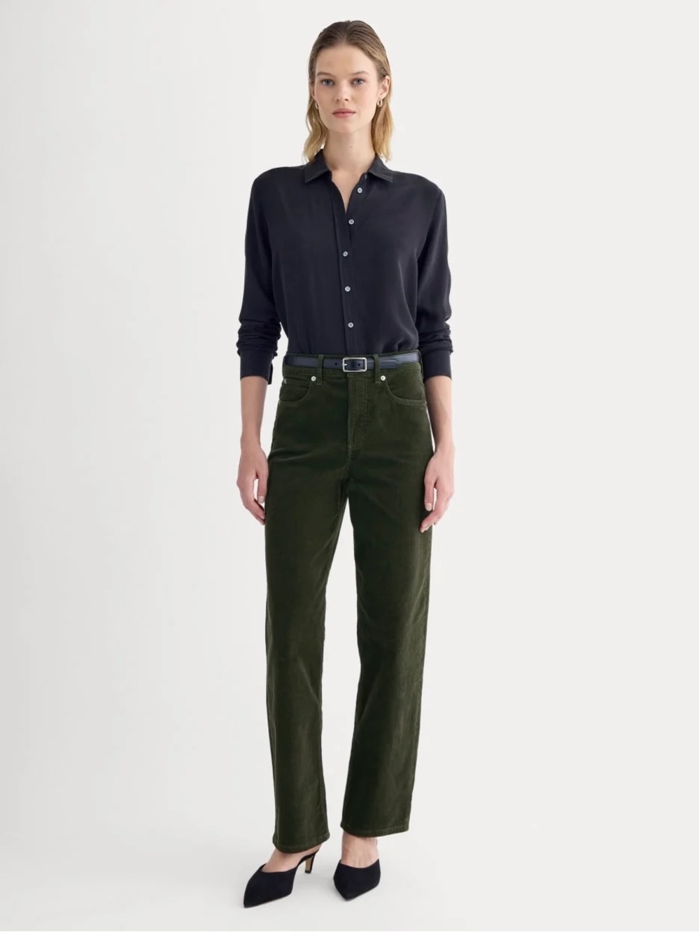 The Way High Corduroy Pant in Dark Forest